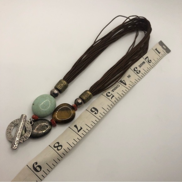 SILPADA Sterling Silver Toggle Multi Strand Tigers Eye Howlite Necklace 16” - Picture 6 of 6